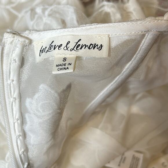For Love & Lemons Zara Floral Lace Bustier Rosette White Mini Dress Size Small - Picture 9 of 10